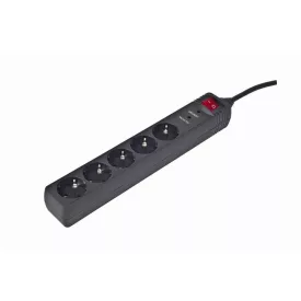   Gembird SPG5-C-15 Túlfeszültségvédő Kapcsolóval 5DIN 4,5m Black