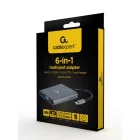 Gembird A-CM-COMBO6-01 USB Type-C 6-in-1 Multi-Port Adapter Space Grey