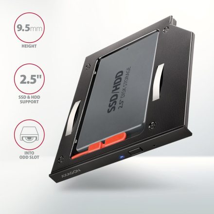 AXAGON RSS-CD09 ODD ? 2,5" SATA SSD/HDD Caddy 9,5mm Black