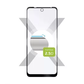   FIXED teljes képernyőt védő 2,5D edzett üveg Motorola Moto E30, Fekete