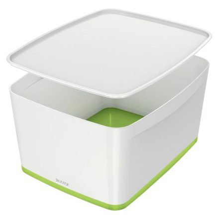 Tároló doboz LEITZ Wow Mybox fedeles műanyag nagy fehér/zöld
