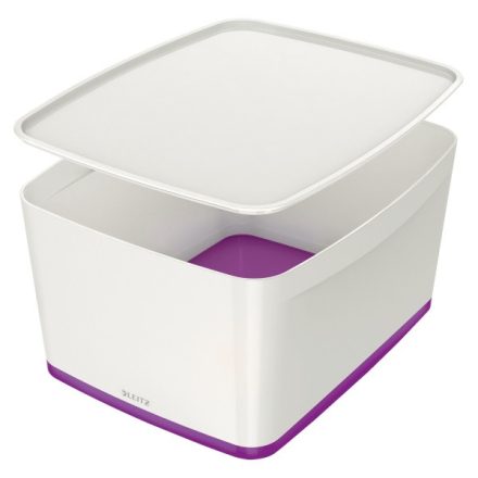 Tároló doboz LEITZ Wow Mybox fedeles műanyag nagy fehér/lila