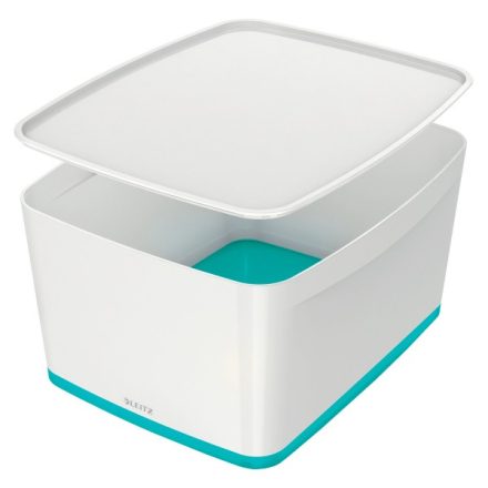 Tároló doboz LEITZ Wow Mybox fedeles műanyag nagy fehér/jégkék