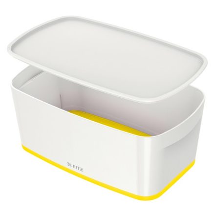 Tároló doboz LEITZ Wow Mybox fedeles műanyag kicsi fehér/sárga