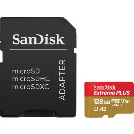   Sandisk 128GB microSDXC Extreme Plus Class 10 U3 A2 C10 V30 + adapterrel