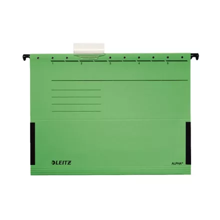 Függőmappa oldalvédelemmel LEITZ Alpha Standard A/4 karton zöld 25 darabos
