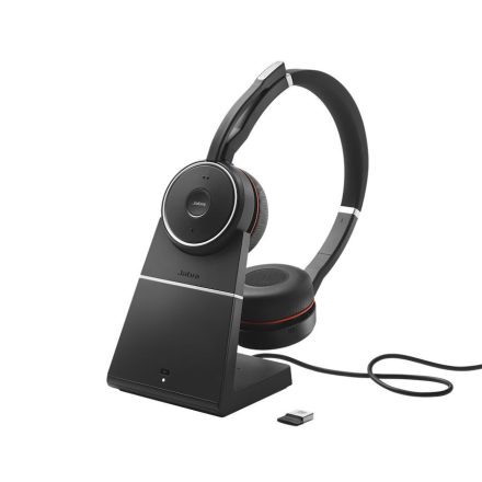 Jabra Evolve 75 SE MS Stereo Bluetooth Headset with Link 380 + Charging Stand Black