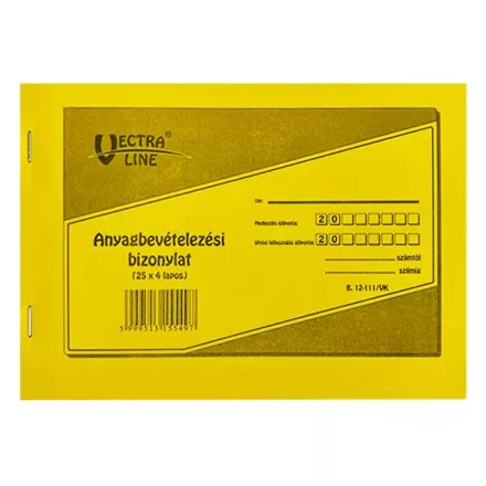 Nyomtatvány anyagbevételezési bizonylat VECTRALINE A/5 fekvő 25x4 lapos 8 tételes