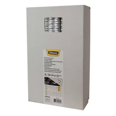 Iratspirál műanyag FELLOWES 16mm fehér műanyag spirál 101-120 lap 100 darabos