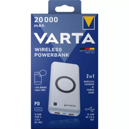 Varta Wireless 20000mAh PowerBank White