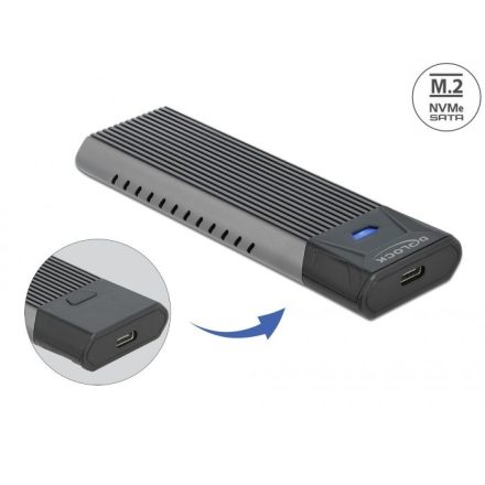 DeLock External USB Type-C Combo Enclosure for M.2 NVMe PCIe or SATA SSD tool free