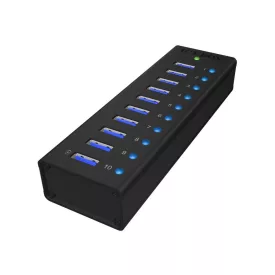   Raidsonic IcyBox IB-AC6110 10-port hub with USB Type-A interface and 1x charging port