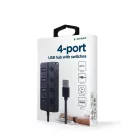 Gembird UHB-U3P1U2P3P-01 4-portos 1xUSB3.1 + 3xUSB2.0 HUB Black