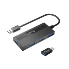 EQuip 4-Port USB 3.2 Gen 1 Hub with USB-C Adapter Black