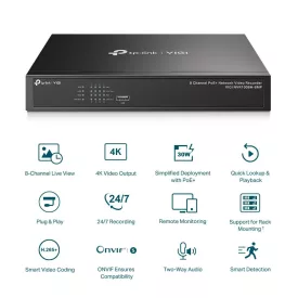  TP-Link VIGI NVR1008H-8MP VIGI 8 Channel PoE+ Network Video Recorder