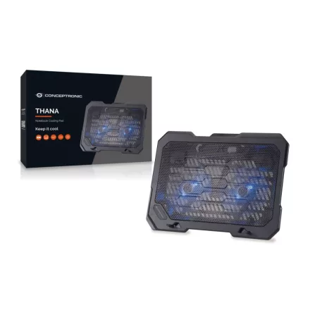 Conceptronic  THANA01B 2 ventilátoros laptop hűtőpad Black
