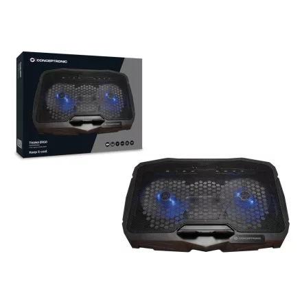 Conceptronic  THANA07B ERGO 2 ventilátoros laptop hűtőpad Black