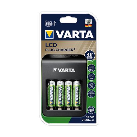 Akkumulátor töltő VARTA LCD Plug + 4 db AA 2100 mAh