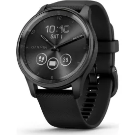   Garmin Vivomove Trend Slate Stainless Steel Bezel with Black Case and Silicone Band