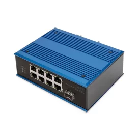   Digitus DN-651133 8-Port 10/100Base-TX(PoE) to 100Base-FX Industrial PoE Switch Blue