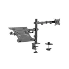 Gembird MA-DA-03 Adjustable Desk Mount With Monitor Arm And Notebook Tray Black