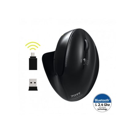 Port Designs Rechargeable Ergonomic Wireless Mouse Black