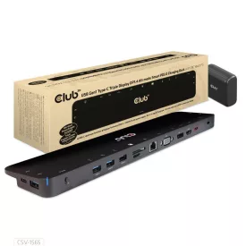   Club3D USB Gen1 Type-C Triple Display DP1.4 Alt mode Smart PD3.0 Charging Dock with 100 Watt Power Supply