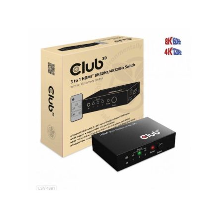 Club3D 3 to 1 HDMI 8K60Hz/4K120Hz Switch Black