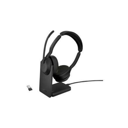 Jabra Evolve2 55 MS Stereo with Link380a Bluetooth Headset with Charging Stand Black