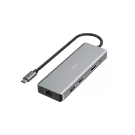   Hama FIC USB 3.1 TYPE-C,9IN1 DOKK. ADAPTER(4xUSB3.1, 2xHDMI, LAN, USB-C, PD) Grey