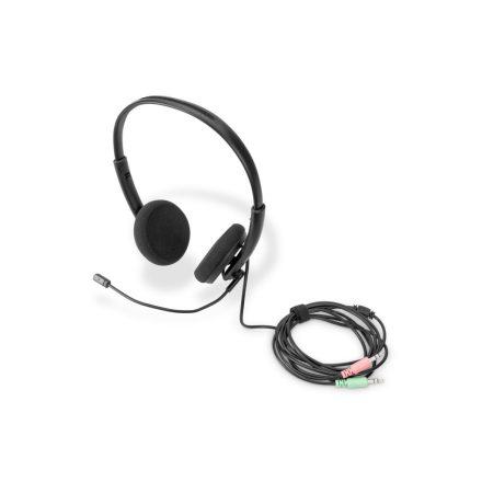 Digitus On Ear Office Headset with Noise Reduction 2x3.5 mm Stereo Black