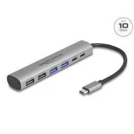   DeLock 6 Port USB Hub with 4xUSB Type-A female and 2xUSB Type-C female Grey