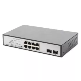   Digitus 8-Port Gigabit PoE Switch 19 Zoll Unmanaged 2 Uplinks Silver