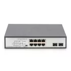 Digitus 8-Port Gigabit PoE Switch 19 Zoll Unmanaged 2 Uplinks Silver