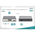 Digitus 8-Port Gigabit PoE Switch 19 Zoll Unmanaged 2 Uplinks Silver