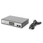 Digitus 8-Port Gigabit PoE Switch 19 Zoll Unmanaged 2 Uplinks Silver