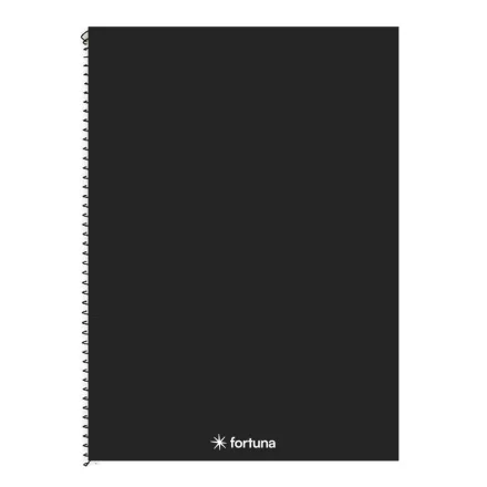 Spirálfüzet kockás FORTUNA Monocolor A/4 70 lapos fekete
