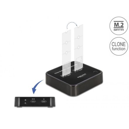 DeLock M.2 Docking Station for 2 x M.2 SATA SSD with Clone function