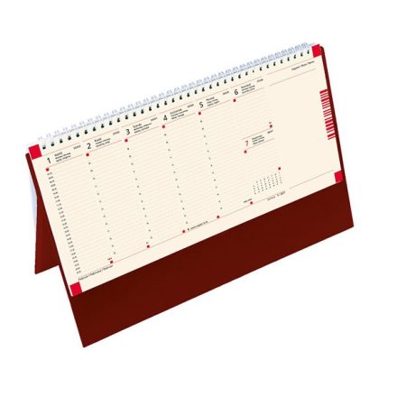 Asztali naptár kép nélküli TOPTIMER C051 álló sárga lapos bordó 2022.