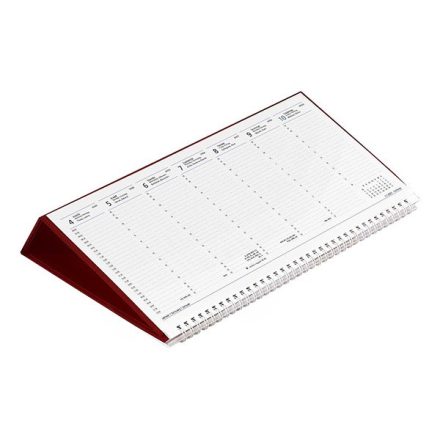Asztali naptár kép nélküli TOPTIMER T050 fekvő fehér lapos bordó 2022.