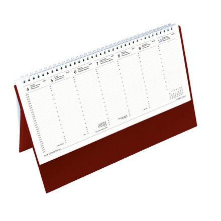 Asztali naptár kép nélküli TOPTIMER T051 álló fehér lapos bordó 2022.
