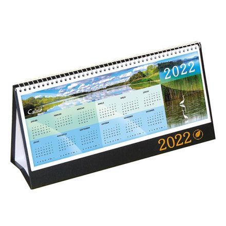 Asztali naptár képes CSÍZIÓ álló fehér lapos idézetes bőr hatású Öko hátlap fekete 2022.