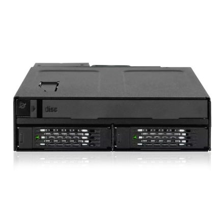 IcyDock ToughArmor MB602SPO-B 2 x 2.5" SAS/SATA SSD/HDD & (Ultra) Slim ODD Backplane Cage for External 5.25" Bay
