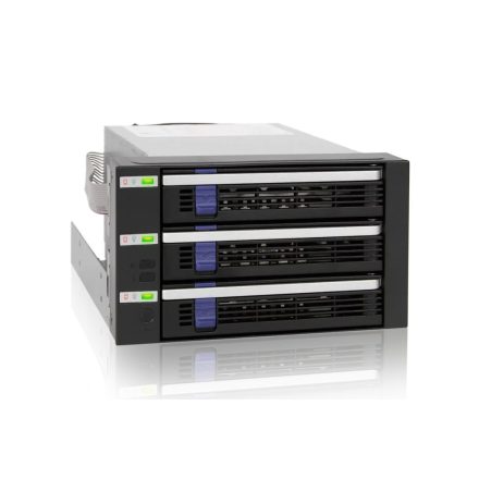 IcyDock FatCage MB153SP-B 3 Bay EZ-Tray 3.5" SATA/SAS Hard Drive Hot-Swap Backplane Cage in 2x External 5.25" Bay