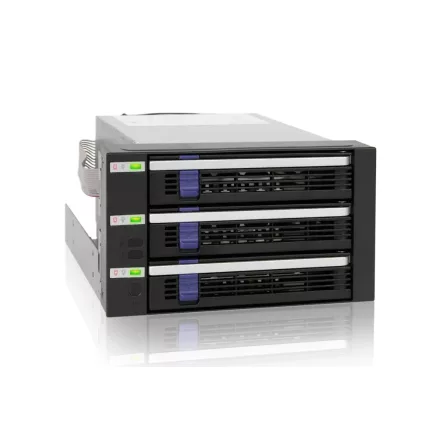 IcyDock FatCage MB153SP-B 3 Bay EZ-Tray 3.5" SATA/SAS Hard Drive Hot-Swap Backplane Cage in 2x External 5.25" Bay
