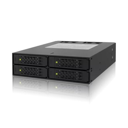 IcyDock ToughArmor MB994SP-4SB-1 Rugged Full Metal 4 Bay 2.5" SATA HDD & SSD Backplane Cage for External 5.25" Bay (With Fan Control)