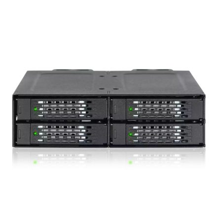 IcyDock ToughArmor MB699VP-B 4 Bay 2.5" U.2/U.3 NVMe SSD PCIe 4.0 Mobile Rack Enclosure for External 5.25" Drive Bay (4 x Mini-SAS HD SFF-8643, no Tri-mode support)