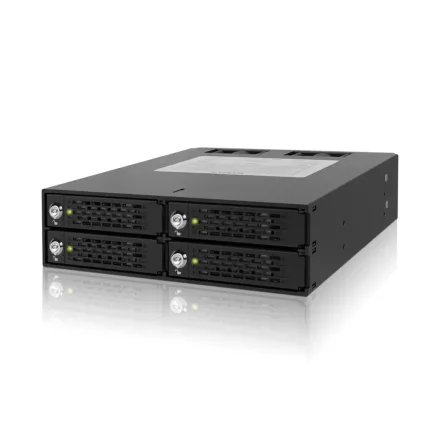 IcyDock ToughArmor MB994SK-1B Rugged Full Metal 4 Bay 2.5” SATA/SAS HDD & SDD Backplane Cage with locking Trays for External 5.25" Bay(With Keylock)