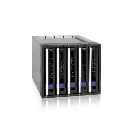 IcyDock FatCage MB155SP-B 5 Bay EZ-Tray 3.5" SATA Hard Drive Hot-Swap Backplane Cage in 3x External 5.25" Bay