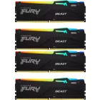 Kingston 128GB DDR5 5200MHz Kit(4x32GB) Fury Beast RGB Black
